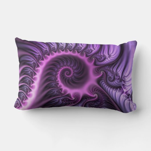 鮮やかな抽象芸術カッコいいピンクパープルフラクタルアート名 ランバークッション (裏面)