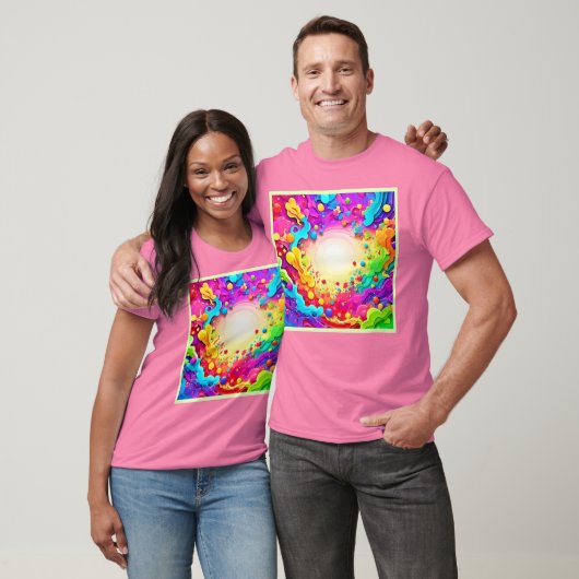 鮮やかな抽象芸術カラー爆発アート Tシャツ (ユニセックス)