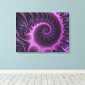 鮮やかな抽象芸術クールピンクパープルフラクタルトリプチ キャンバスプリント (インサイチュ (ウッドフロア))