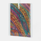 鮮やかな抽象芸術ジオメトリデザイン ガラスオーナメント (正面左)