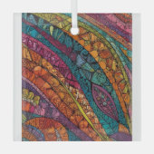 鮮やかな抽象芸術ジオメトリデザイン ガラスオーナメント (正面)