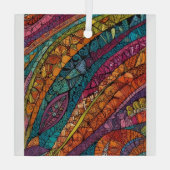 鮮やかな抽象芸術ジオメトリデザイン ガラスオーナメント (裏面)