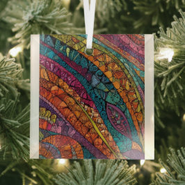 鮮やかな抽象芸術ジオメトリデザイン ガラスオーナメント