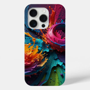 鮮やかな抽象芸術スプラッシュカラフルアー絵を描ト- Explosi iPhone 15 Proケース