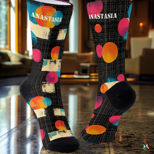 鮮やかな抽象芸術ソッはっきりしたクカラフルス ソックス