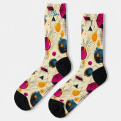 鮮やかな抽象芸術ソックス（マゼンタ、オレンジ、ネイビー） ソックス (左)