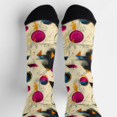 鮮やかな抽象芸術ソックス（マゼンタ、オレンジ、ネイビー） ソックス (上部)