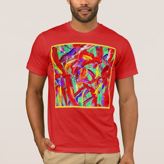 鮮やかな抽象芸術パターン Tシャツ (正面)