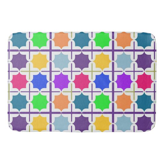 鮮やかな抽象芸術幾何学的パターはっきりしたン(カラー) バスマット (正面)