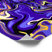 鮮やかな抽象芸術渦巻き（紫、黄、黒） ポスター (角)
