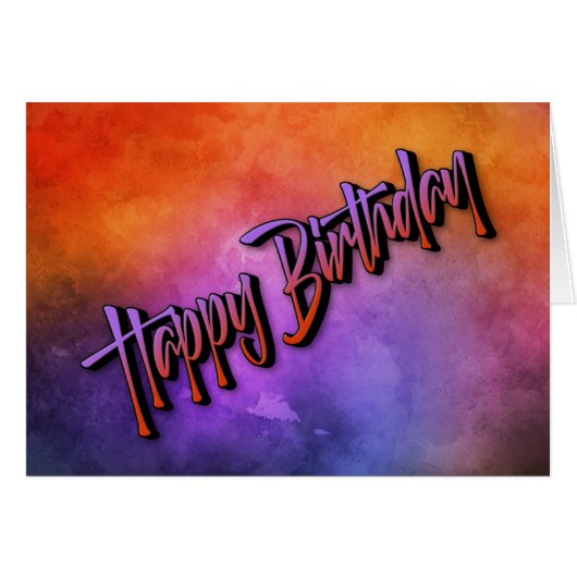 鮮やかな抽象芸術炎の赤と紫の誕生日カード (正面横)
