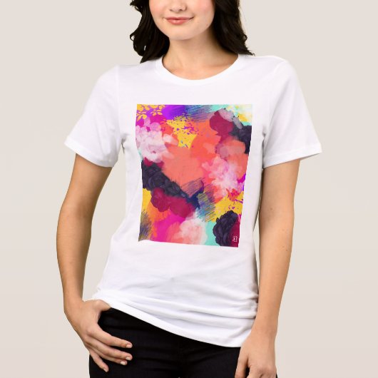 鮮やかな抽象芸術 トライブレンドTシャツ (正面)