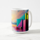 鮮やかな抽象都市景観アート コーヒーマグカップ (正面右)