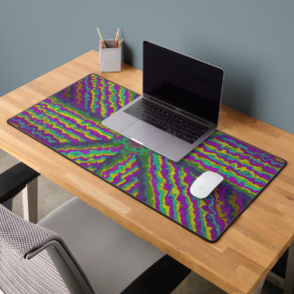 鮮やかな放射状ストライプ柄 デスクマット