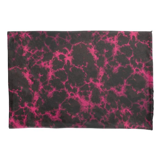 鮮やかな斑点を付けられたピンクおよび黒い炎 枕カバー (正面)