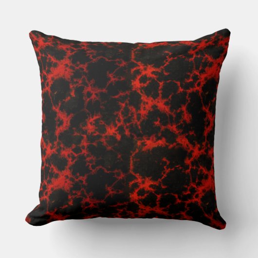 鮮やかな斑点を付けられた赤くおよび黒い炎 クッション (正面)