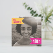 鮮やかな旗の写真テンプレート 40歳の誕生日パーティー 招待状 (スタンド正面)