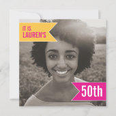 鮮やかな旗の写真テンプレート 50歳の誕生日パーティー 招待状 (正面)