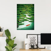 鮮やかな日本の川の壁アート 浮世絵の松 ポスター (ホームオフィス)