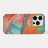 鮮やかな日没の抽象表現主義アート iPhoneケース (裏面横)