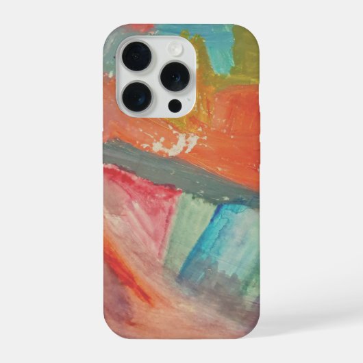 鮮やかな日没の抽象表現主義アート iPhoneケース (裏面)