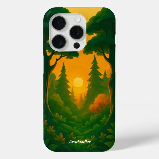 鮮やかな日没の森のイラスト Case-Mate iPhoneケース (裏面)