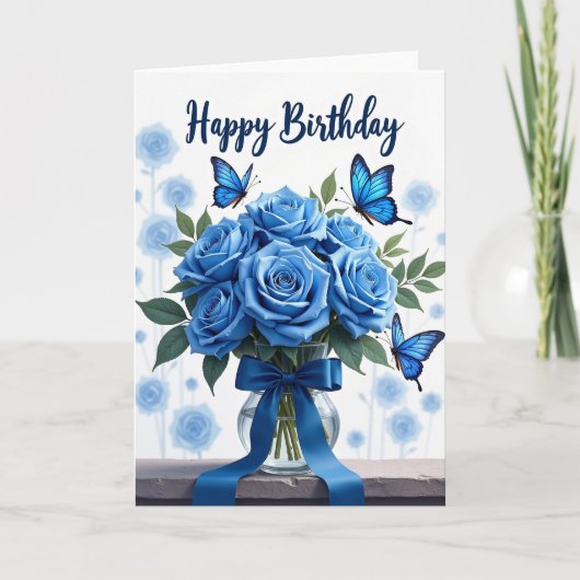 鮮やかな昆虫の花咲く誕生日カード カード (正面)