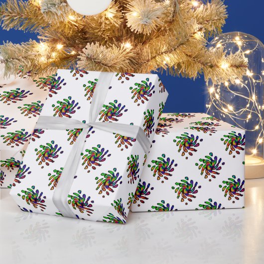 鮮やかな明るいカラフルな模様 ラッピングペーパー (クリスマス)
