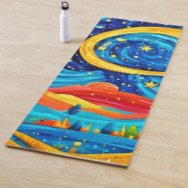 鮮やかな星月夜スタイルのアート ヨガマット