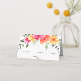 鮮やかな春と夏の花 ピンク オレンジの花 プレイスカード