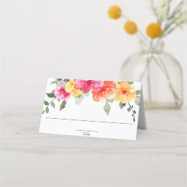 鮮やかな春と夏の花 ピンク オレンジの花 プレイスカード