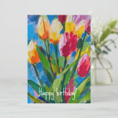 鮮やかな春のチューリップの絵 招待状 (スタンド正面)