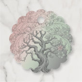 鮮やかな春の木のカスタム - 花開く花 フェイバータグ (裏面)