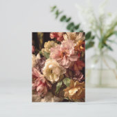 鮮やかな春の芍薬ビンテージアレンジメント ポストカード (スタンド正面)
