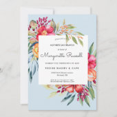 鮮やかな春の花の母の日のブランチ 招待状 (正面)