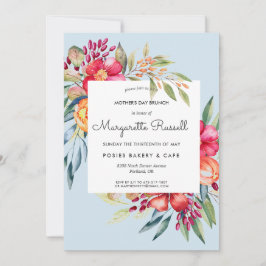 鮮やかな春の花の母の日のブランチ 招待状