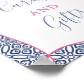 鮮やかな柑橘の花束 青いタイル カードとギフト ポスター (角)