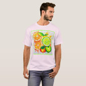 鮮やかな柑橘フルーツ スプラッシュ アート Tシャツ (正面フル)