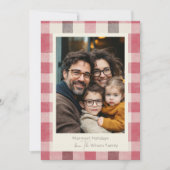 鮮やかな格子模様のあたたかな家族写真 シーズンカード (正面)