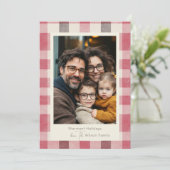 鮮やかな格子模様のあたたかな家族写真 シーズンカード (スタンド正面)