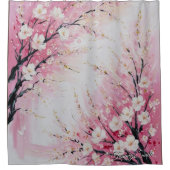 鮮やかな桜の抽象的なシャワーカーテン シャワーカーテン (正面)