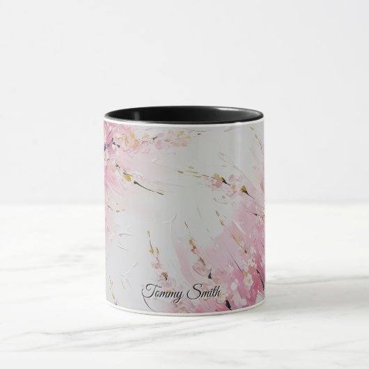 鮮やかな桜の抽象芸術 マグカップ (中央)