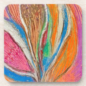 鮮やかな植物のデザイン ハードプラスチックコースター コースター (正面)