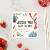 鮮やかな植物学の赤ちゃんシャワー スタンダードカクテルナプキン (インサイチュ)