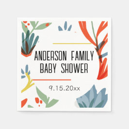 鮮やかな植物学の赤ちゃんシャワー スタンダードカクテルナプキン