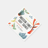 鮮やかな植物学の赤ちゃんシャワー スタンダードカクテルナプキン (角)