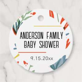 鮮やかな植物学の赤ちゃんシャワー フェイバータグ