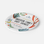 鮮やかな植物学の赤ちゃんシャワー ペーパープレート (アングル)