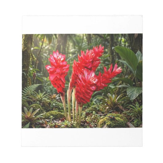 鮮やかな植物画のショウガの花 コーヒーマグ ノートパッド (正面)