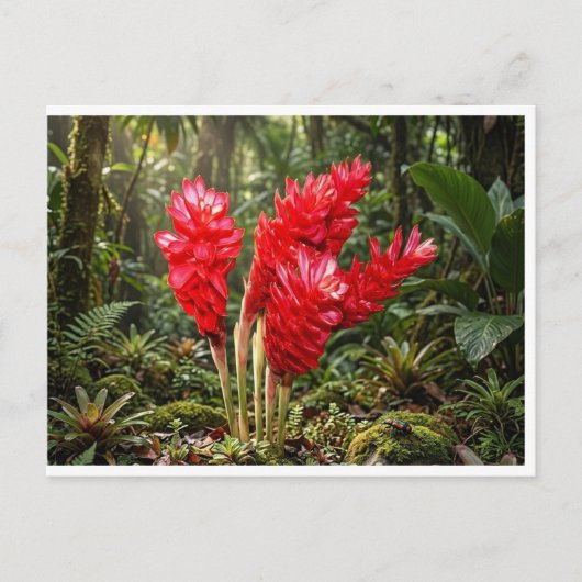 鮮やかな植物画 ショウガの花 コーヒーマグ ポストカード (正面)